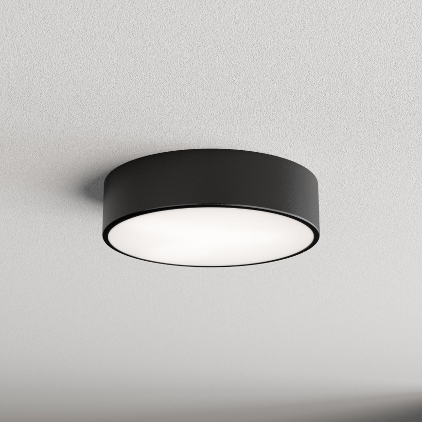 Vannitoa laelamp anduriga CLEO 2xE27/24W/230V Ø 30 cm must IP54