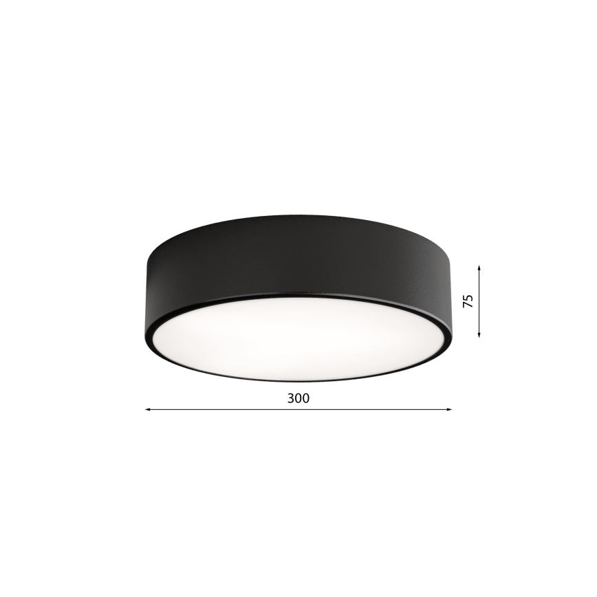 Vannitoa laelamp anduriga CLEO 2xE27/24W/230V Ø 30 cm must IP54