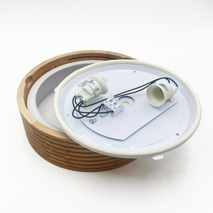 Vannitoa laelamp OAK 2xE27/15W/230V IP54 tammeviimistlusega, Ø 27 cm