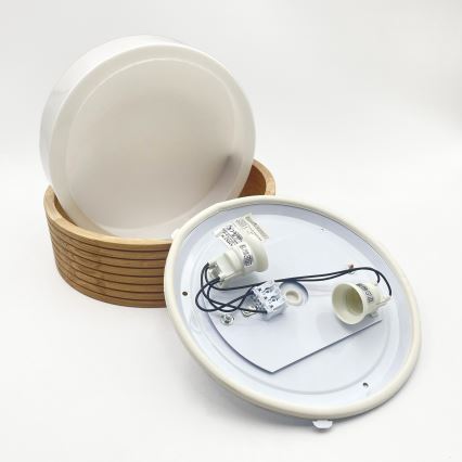 Vannitoa laelamp OAK 2xE27/15W/230V IP54 tammeviimistlusega, Ø 27 cm