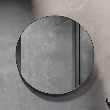 Vannitoa peegel BORGSTED, läbimõõt 80 cm, must