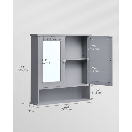 Vannitoa peegelkapp ZARA 58,5x56,5 cm hall