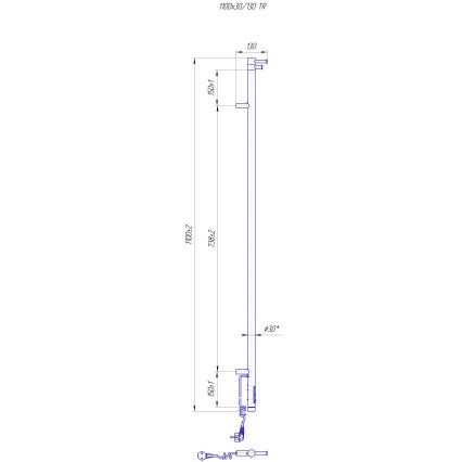 Vannitoa radiaator RAY 25W/230V 110x30 cm IP44 roostevaba teras/must