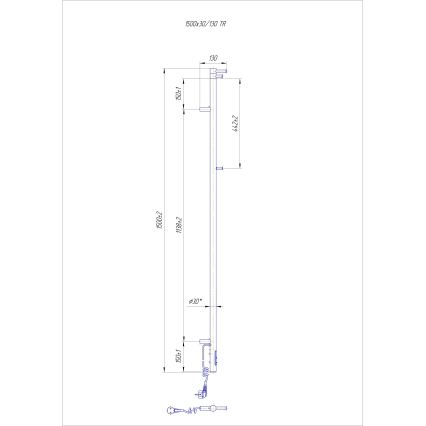 Vannitoa radiaator RAY 35W/230V 150x30 cm IP44 roostevaba/antratsiit