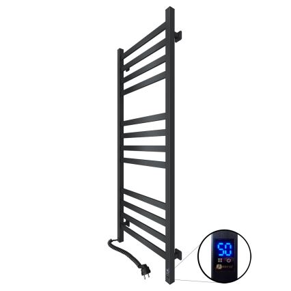 Vannitoa rätikuradiaator AVANGARD termostaadiga 459W/230V 120,6 cm IP44 must, vasakpoolne, nurgeline