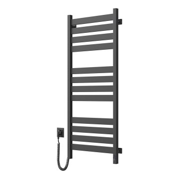Vannitoa rätikuivatiradiaator termostaadiga LARGO 541W/230V 120,6 cm IP44 must vasakpoolne ruudukujuline