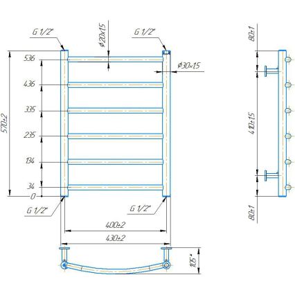 Vannitoa rätikukuivati INOX CLASSIC 120W/230V 57x43 cm roostevabast terasest/valge