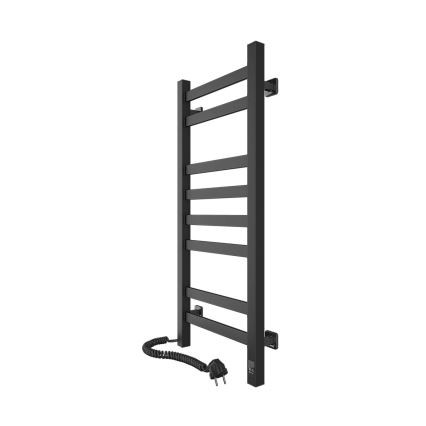 Vannitoa redelrätikuivati AVANGARD termostaadiga, 251W/230V, 80,6 cm, IP44, must, vasakpoolne, nurgeline