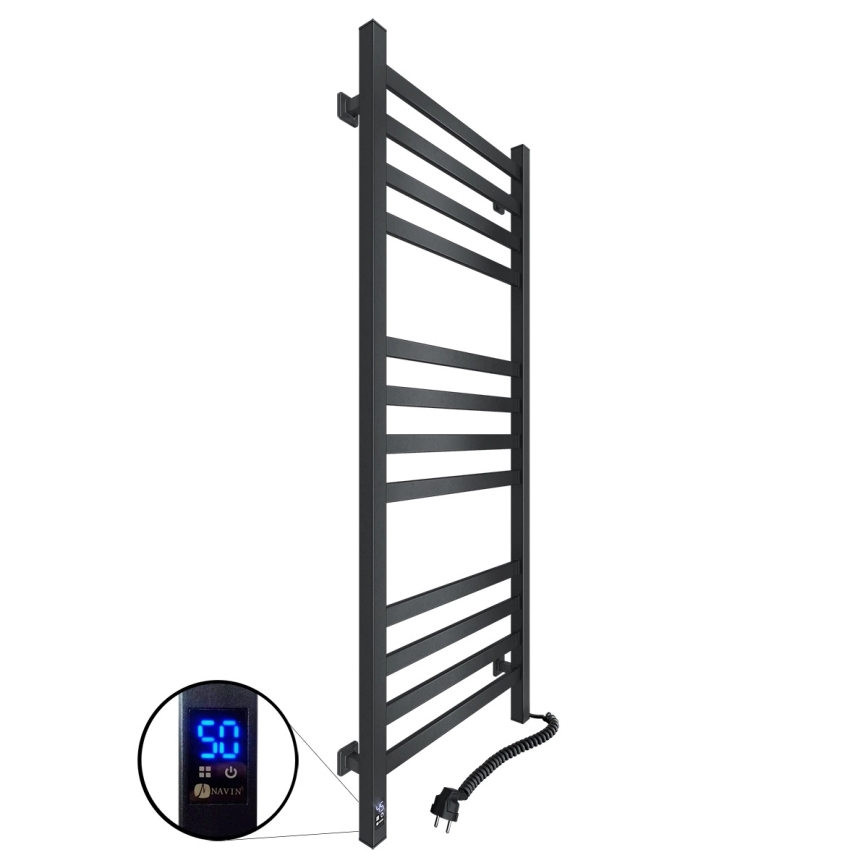 Vannitoa redelradiaator termostaadiga AVANGARD 459W/230V 120,6 cm IP44 must parempoolne kandiline