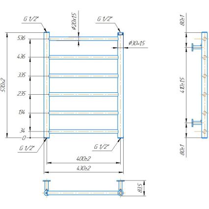 Vannitoa rätikuradiaator INOX FLAT 122W/230V 57x43 cm roostevaba/läikiv kroom