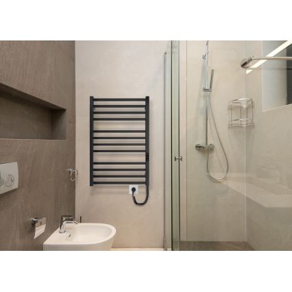 Vannitoa rätiradiaator HF LONDON 165W/230V 77x53 cm must, parempoolne