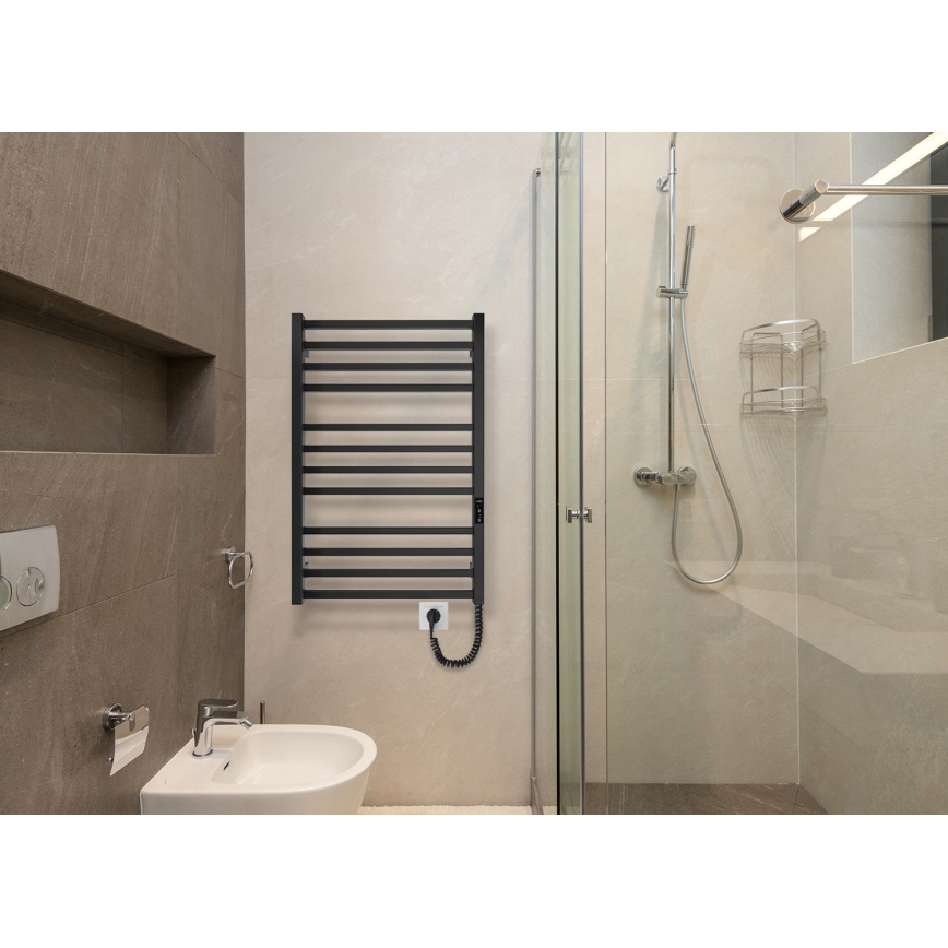 Vannitoa rätiradiaator HF LONDON 165W/230V 77x53 cm must, parempoolne