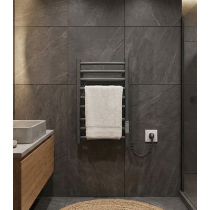 Vannitoa redelradiaator CLASSIC 65W/230V 66x42 cm roostevaba teras/antratsiit, parempoolne