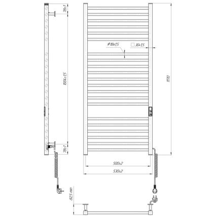 Vannitoa redelradiaator HF DERBY 255W/230V 117x53 cm must
