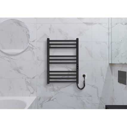 Vannitoa redelradiaator HF GREENWICH 100W/230V 57x43 cm must parempoolne ümmargune