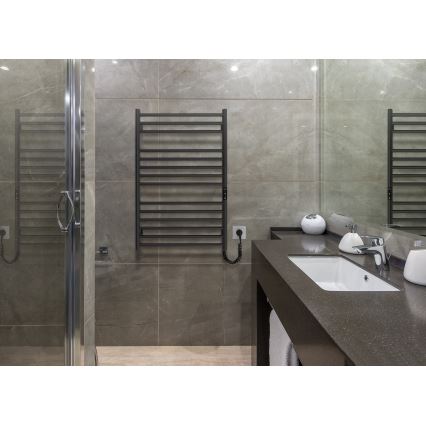 Vannitoa redelradiaator HF GREENWICH 170W/230V 77x53 cm must, parempoolne, ümmargune