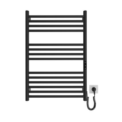 Vannitoa redelradiaator HF GREENWICH 170W/230V 77x53 cm must, parempoolne, ümmargune
