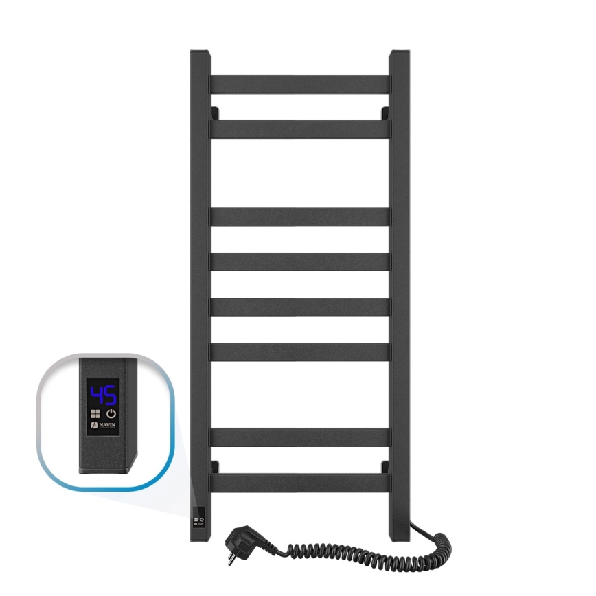 Vannitoa redelrätikuivati termostaadiga AVANGARD 251W/230V 80,6cm IP44 must parempoolne kandiline