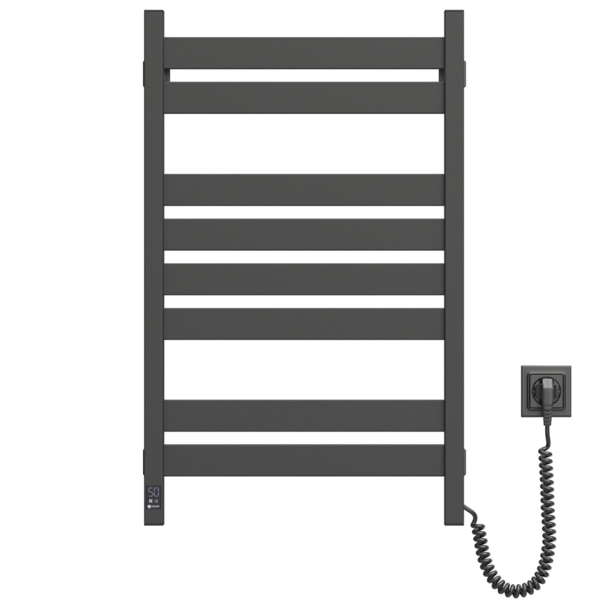 Vannitoa rätikukuivati termostaadiga LARGO 432W/230V, 80,6 cm, IP44, must, parempoolne, nurgeline