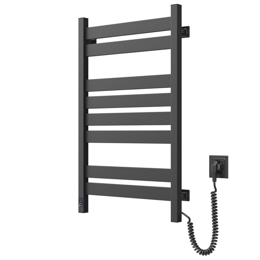 Vannitoa rätikukuivati termostaadiga LARGO 432W/230V, 80,6 cm, IP44, must, parempoolne, nurgeline
