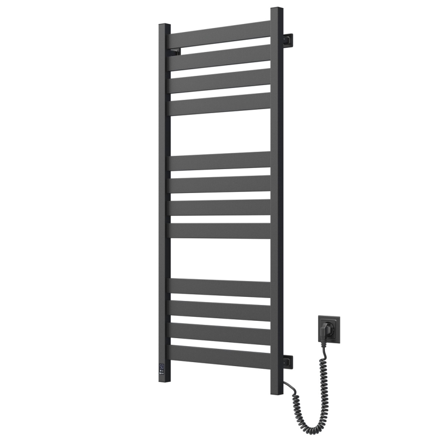 Vannitoa redelradiaator termostaadiga LARGO 541W/230V 120,6 cm IP44 must parempoolne ruudukujuline