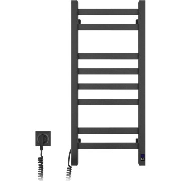 Vannitoa redelrätikuivati AVANGARD termostaadiga, 251W/230V, 80,6 cm, IP44, must, vasakpoolne, nurgeline