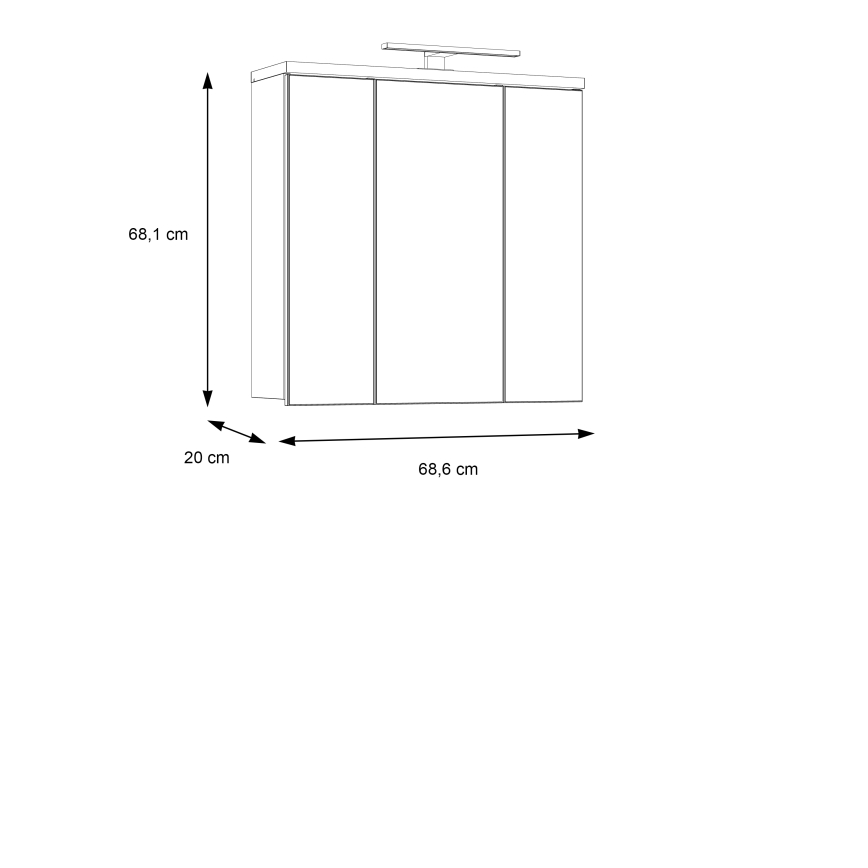 Vannitoa seinakapp peegliga VENOM, valge/sonoma tamm