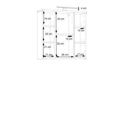 Vannitoa seinakapp peegliga VENOM, valge/sonoma tamm