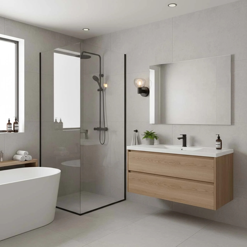 Vannitoa seinavalgusti POLA 1xG9/5W/230V IP44 must/läbipaistev