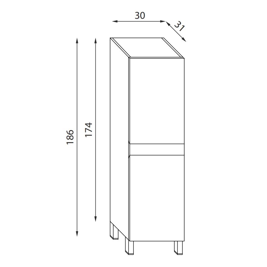 Vannitoakapp KENWOOD, 186 cm, pähkel