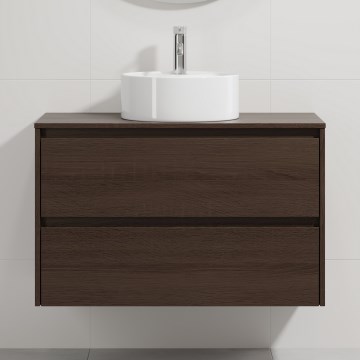Vannitoakapp koos valamu TRONDHEIM/VIKEDAL 90x57x46 cm pähkel/valge
