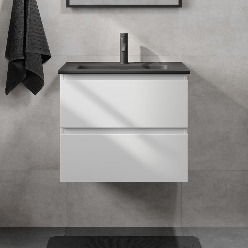 Vannitoakapp koos valamuga KENWOOD 61x52x45 cm valge/must