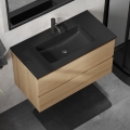 Vannitoakapp koos valamuga KENWOOD 91 cm tamm/must