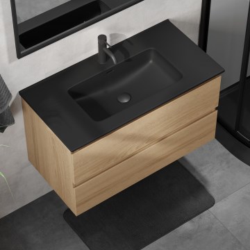 Vannitoakapp koos valamuga KENWOOD 91 cm tamm/must