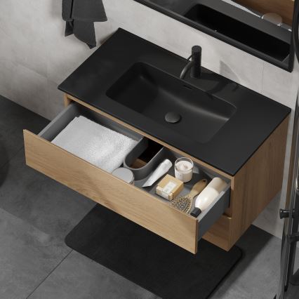 Vannitoakapp koos valamuga KENWOOD 91 cm tamm/must