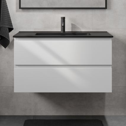 Vannitoakapp koos valamuga KENWOOD 91 cm valge/must