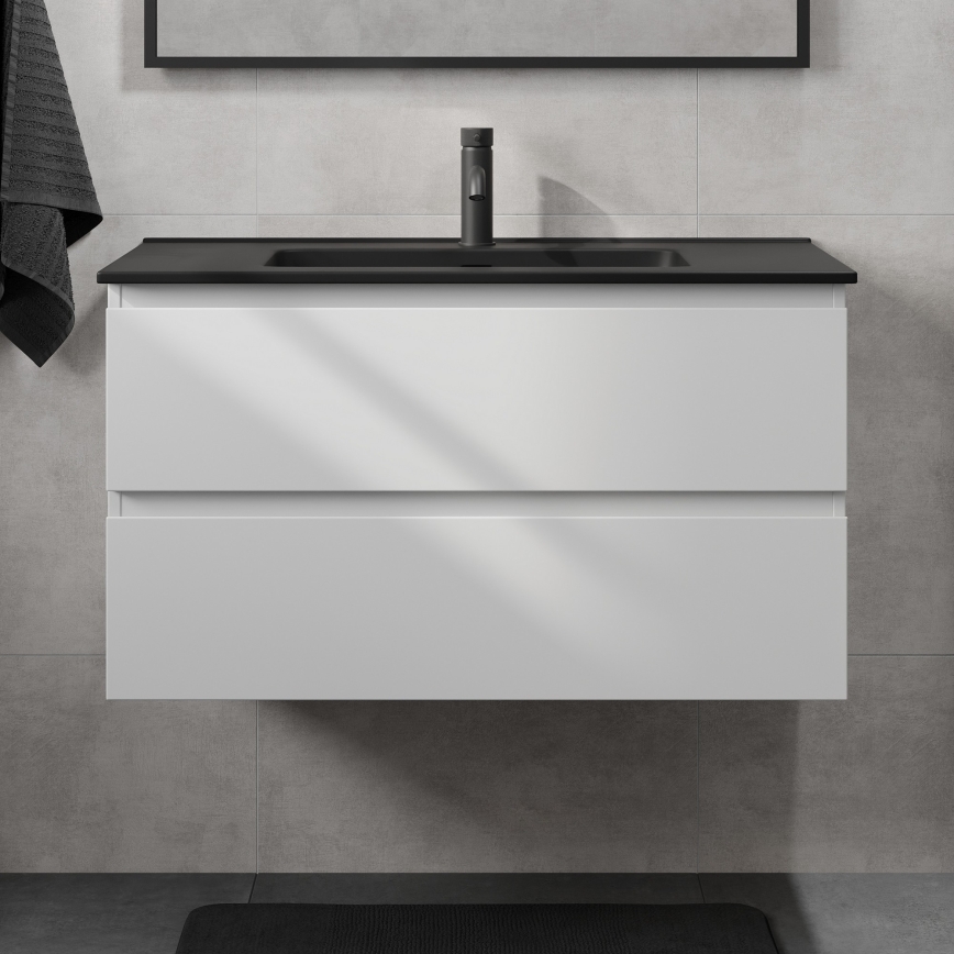 Vannitoakapp koos valamuga KENWOOD 91 cm valge/must