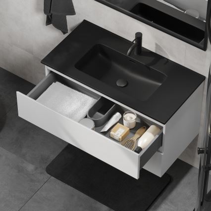 Vannitoakapp koos valamuga KENWOOD 91 cm valge/must