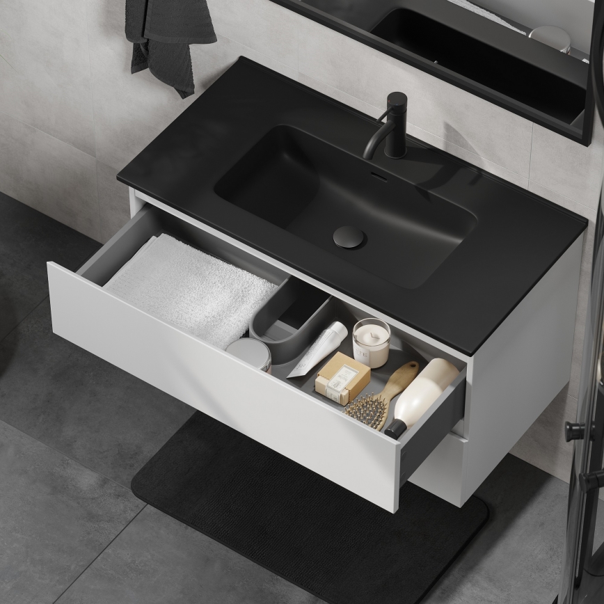 Vannitoakapp koos valamuga KENWOOD 91 cm valge/must