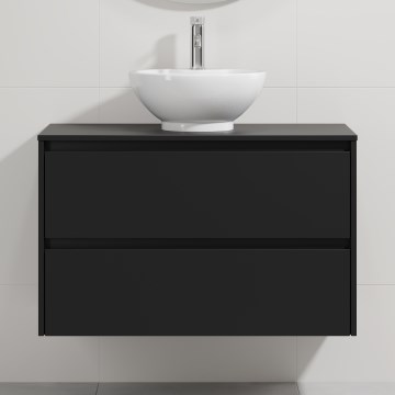 Vannitoakapp koos valamuga TRONDHEIM/DRAMMEN 90x57x46 cm must/valge