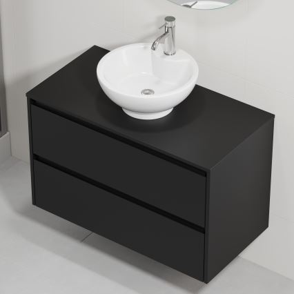 Vannitoakapp koos valamuga TRONDHEIM/DRAMMEN 90x57x46 cm must/valge