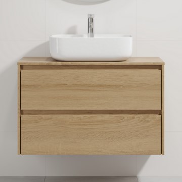 Vannitoakapp koos valamuga TRONDHEIM/KRISTIANSAND 90x57x46 cm tamm/valge