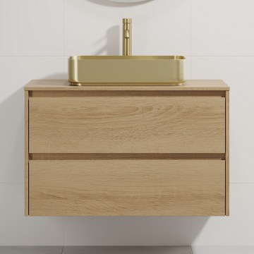Vannitoakapp koos valamuga TRONDHEIM/LJORDAL 90x57x46 cm tamm/messing