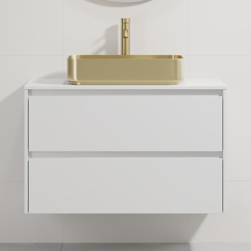 Vannitoakapp koos valamuga TRONDHEIM/LJORDAL 90x57x46 cm valge/messing