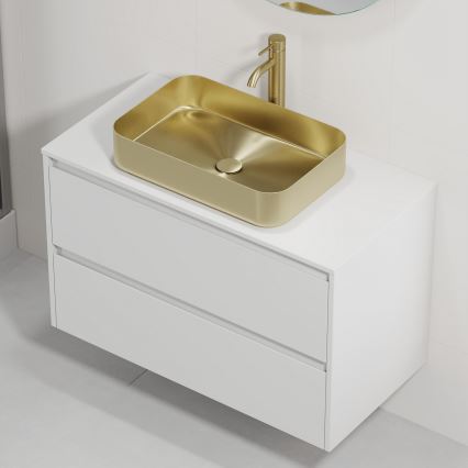 Vannitoakapp koos valamuga TRONDHEIM/LJORDAL 90x57x46 cm valge/messing