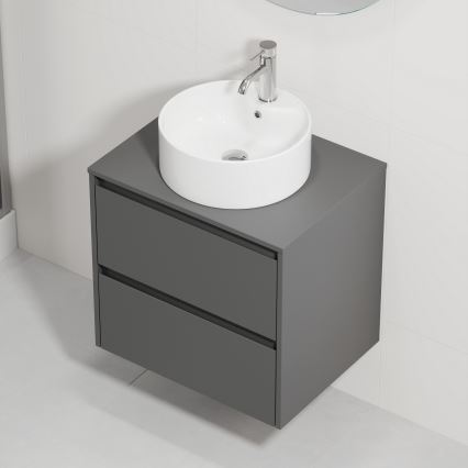 Vannitoakapp koos valamuga TRONDHEIM/VIKEDAL 60x57x46 cm antratsiit/valge