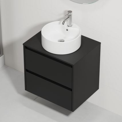 Vannitoakapp koos valamuga TRONDHEIM/VIKEDAL 60x57x46 cm must/valge