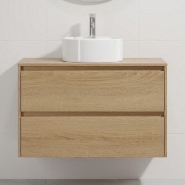 Vannitoakapp koos valamuga TRONDHEIM/VIKEDAL 90x57x46 cm tamm/valge