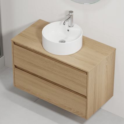 Vannitoakapp koos valamuga TRONDHEIM/VIKEDAL 90x57x46 cm tamm/valge