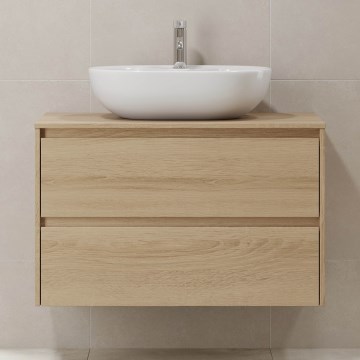 Vannitoakapp TRONDHEIM valamu jaoks 90x57x46 cm tamm